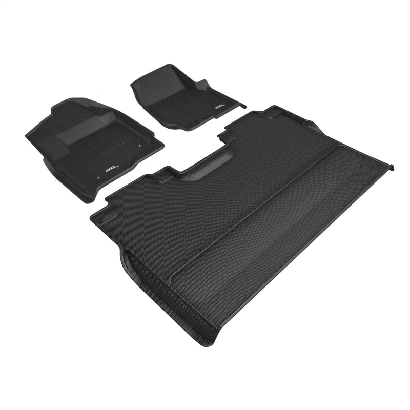 Ford F-350 Floor Mats - Front - 3D MAXpider - Kagu - Combo - Carbon Fiber Embossed - Black - `17-`26